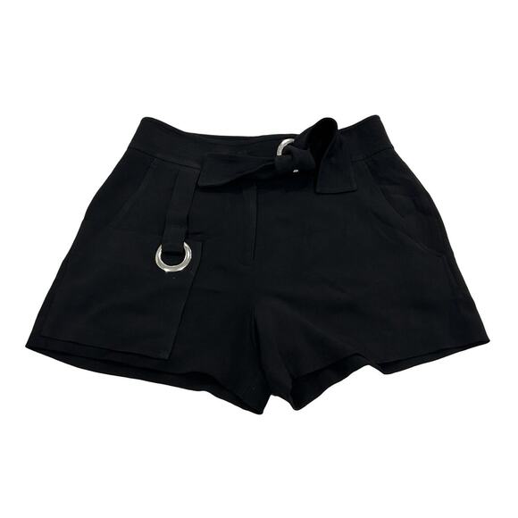 A.L.C. ALC Black Shorts Lucile Womens Size 2 Viscose Belted High Rise Inseam 3” - Picture 2 of 6